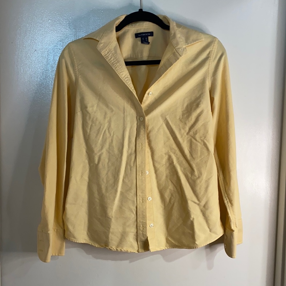 Lands end yellow long sleeve button up